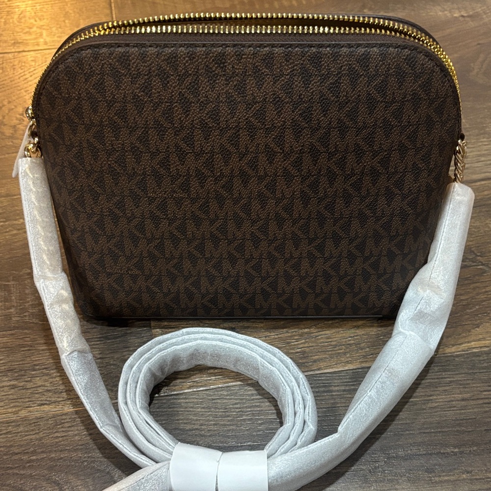 Michael Kors Brown MK Logo Crossbody Bag with Gold Hardware - Picture 6 of 6